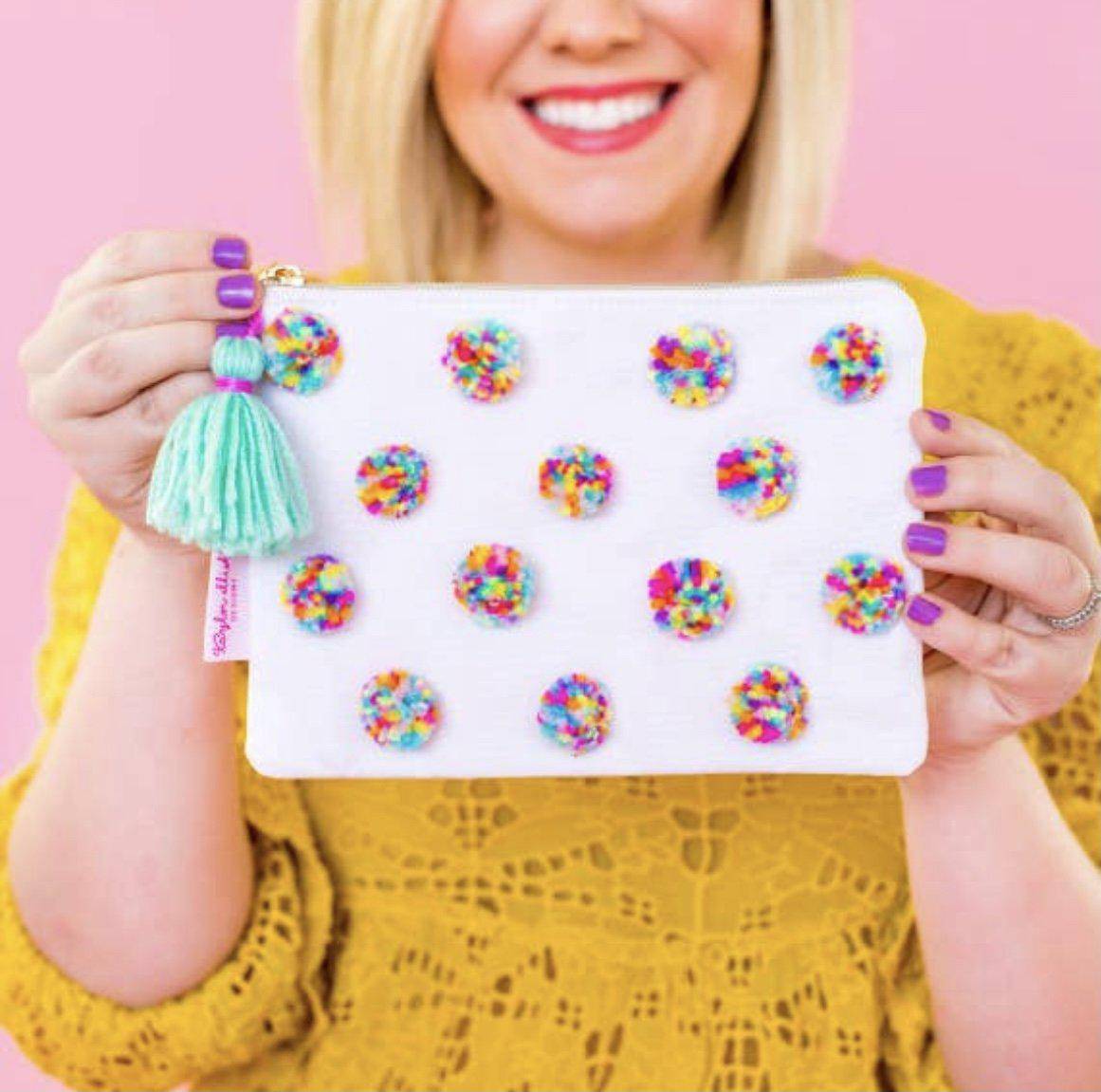 Multi-Colored Pom Pom Pouch - Twinkle Twinkle Little One