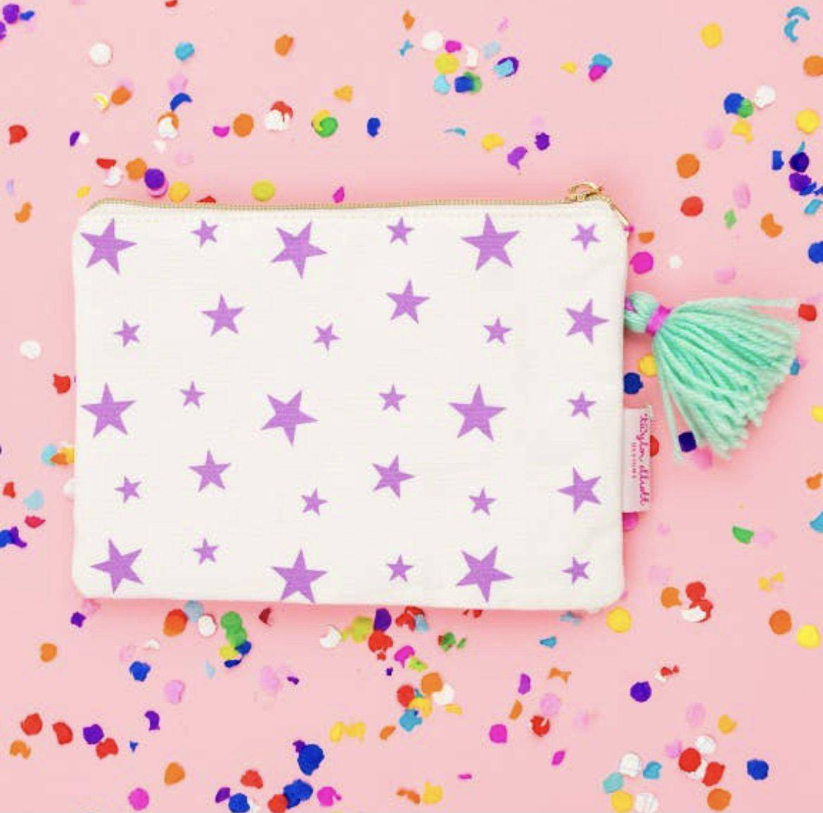 Multi-Colored Pom Pom Pouch - Twinkle Twinkle Little One