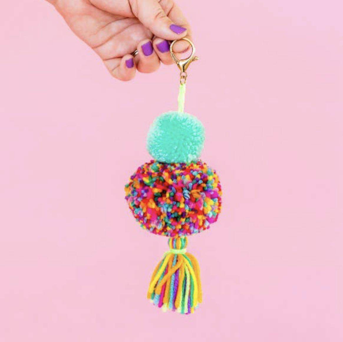 Aqua Pom + Tassel Purse Charm - Twinkle Twinkle Little One