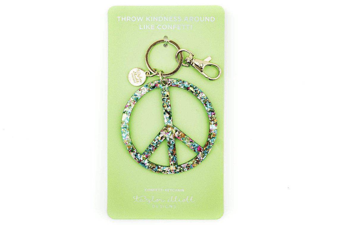 Confetti Acrylic Peace Sign Keychain & Purse Clip - Twinkle Twinkle Little One
