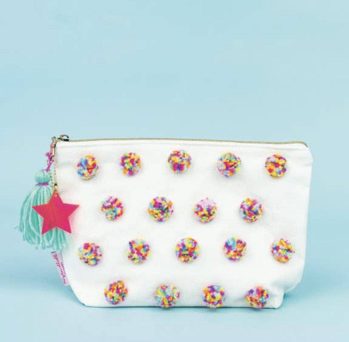 Large Multi-Pom Pom Pouch - Twinkle Twinkle Little One