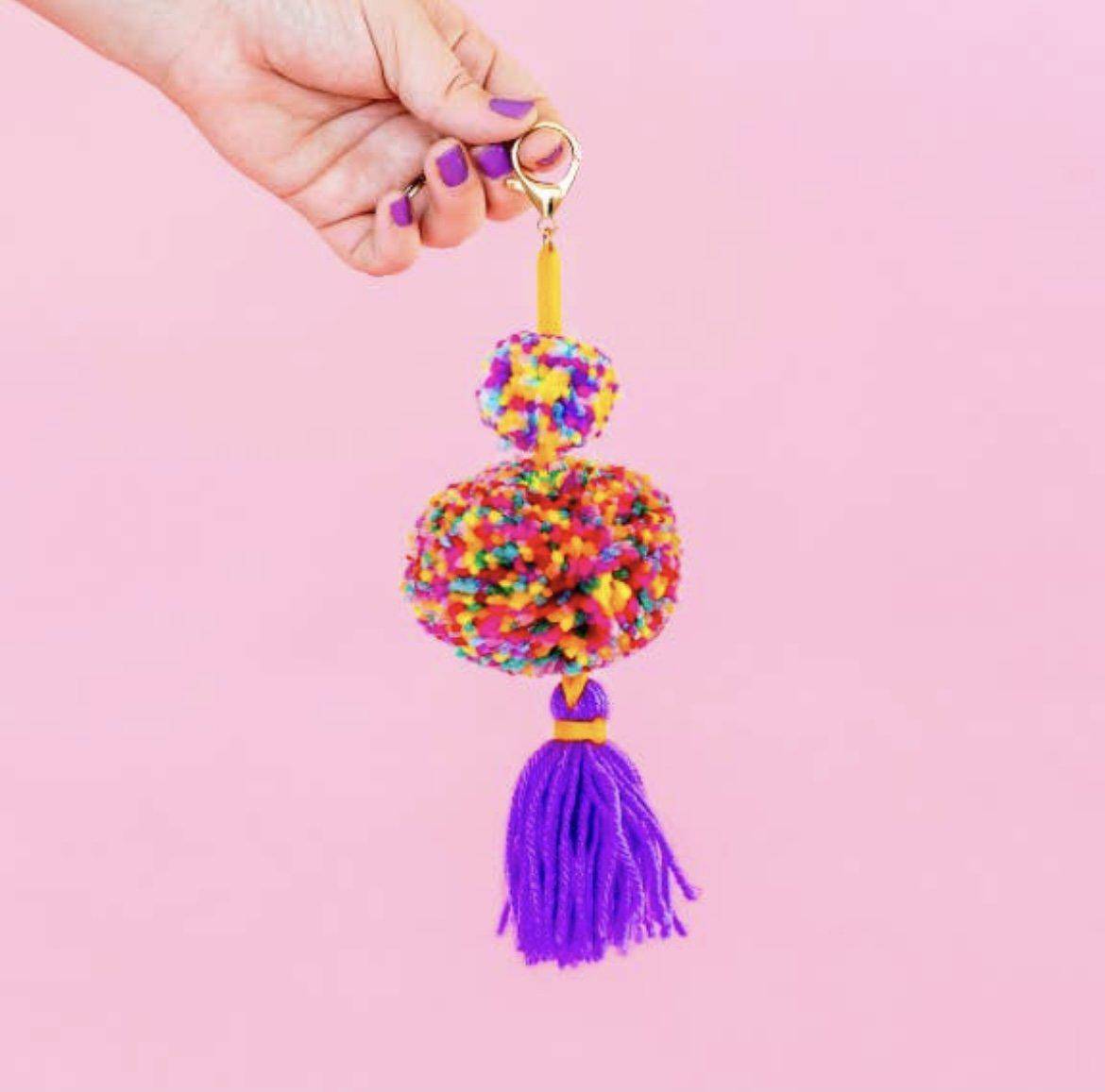 Purple Pom + Tassel Purse Charm - Twinkle Twinkle Little One