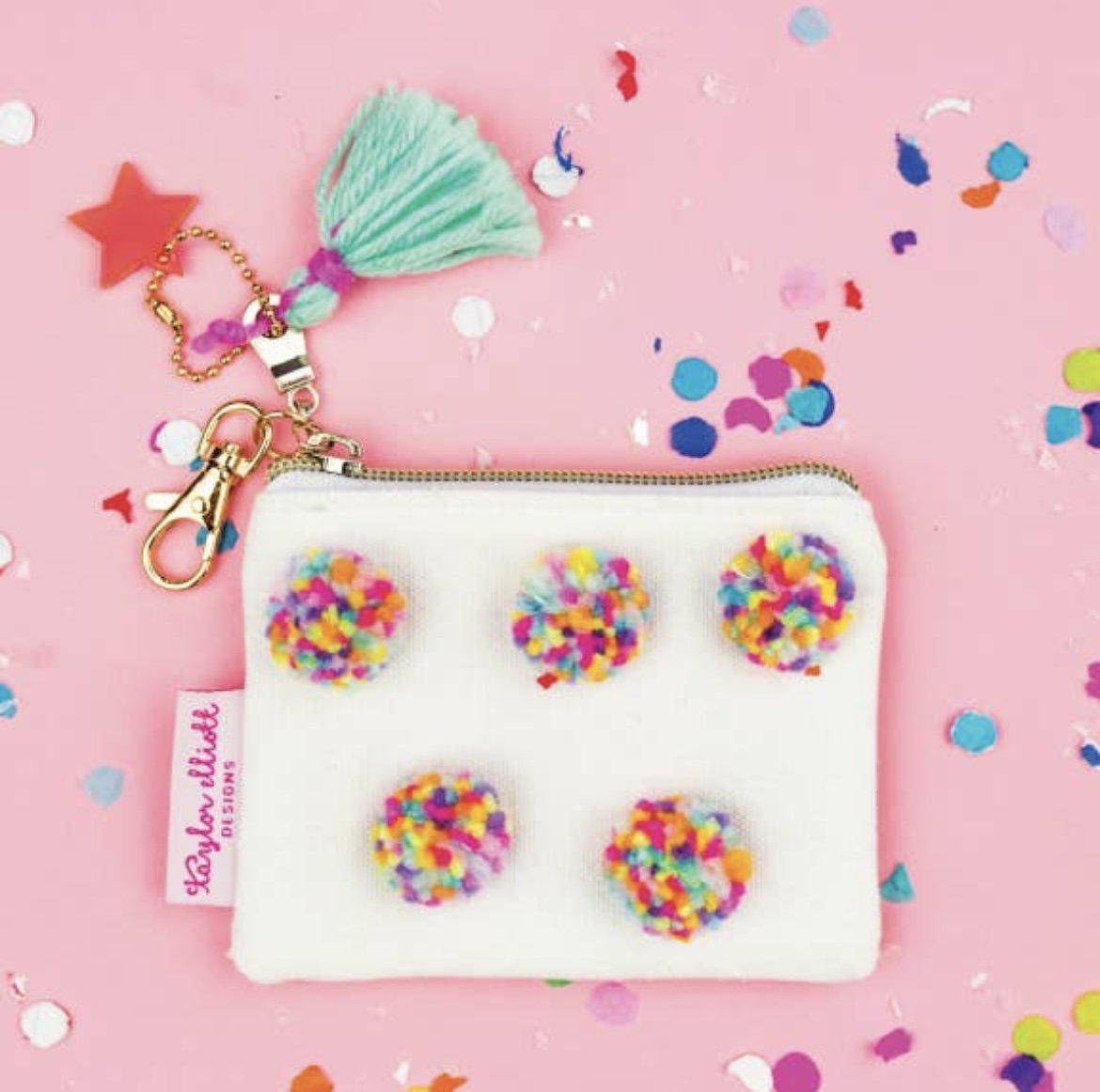 Mini Multi Pom Cardholder Keychain Pouch - Twinkle Twinkle Little One