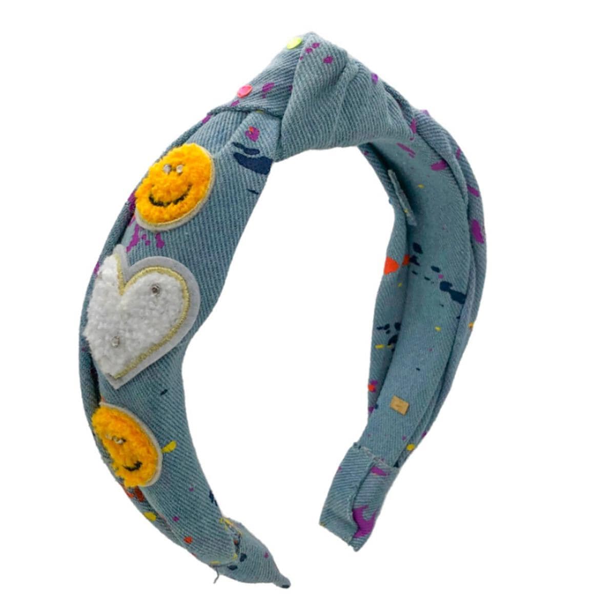 Light Denim Splatter Paint Patch Headband - Twinkle Twinkle Little One