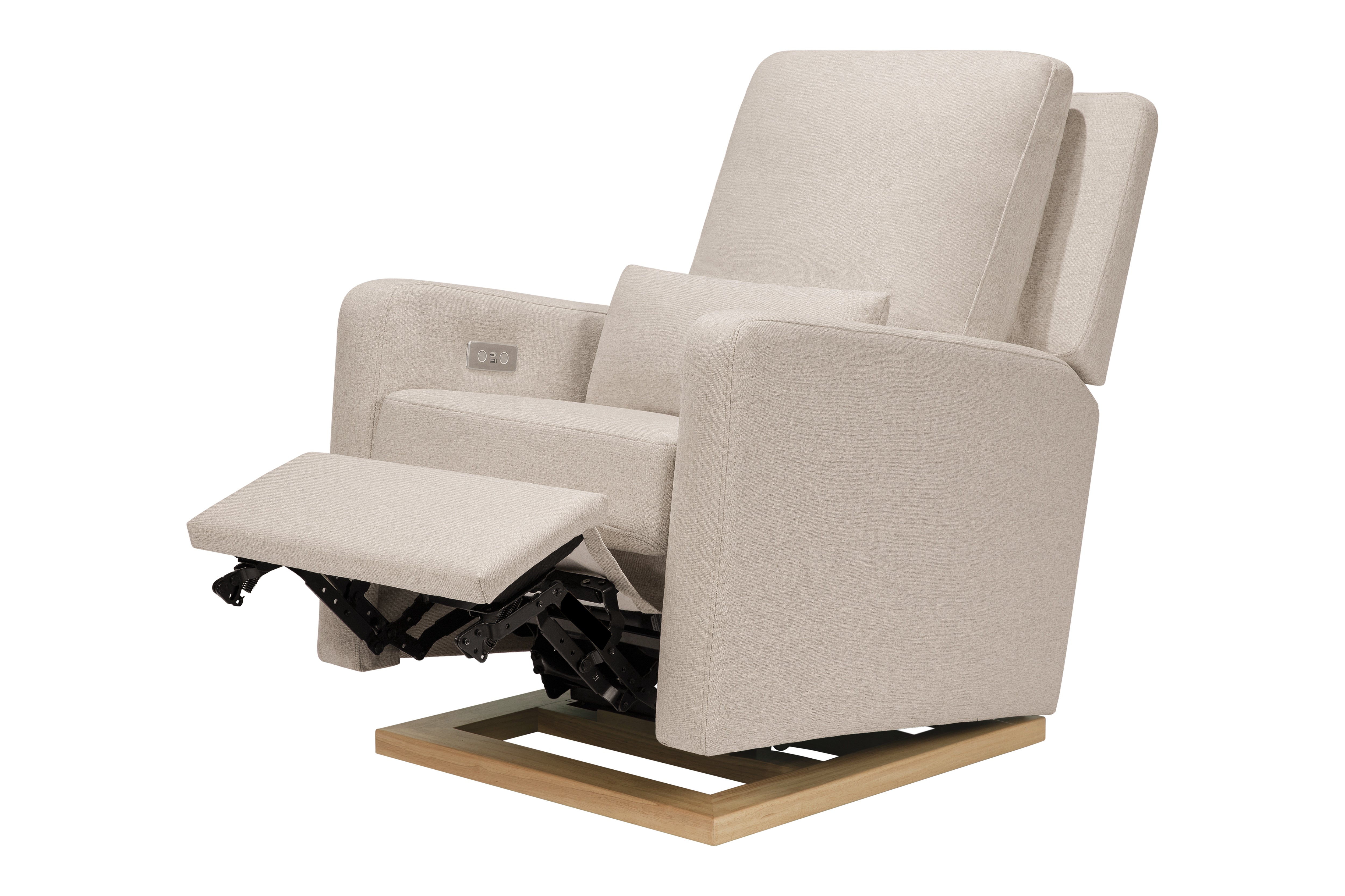 Sigi Electronic Recliner and Glider in Performance Beach Eco-Weave with Light Wood Base - Twinkle Twinkle Little One