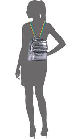Black Puffer Mini Backpack with Rainbow Stripe Straps - Twinkle Twinkle Little One