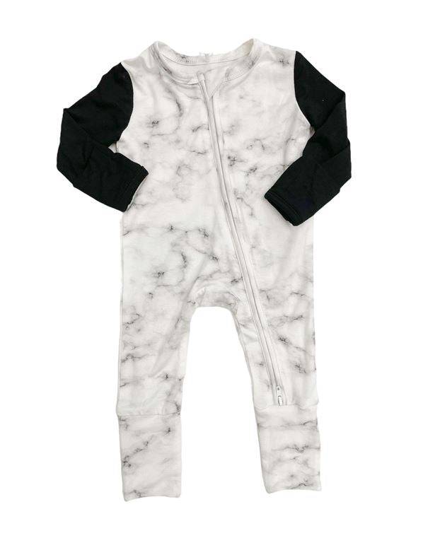 Midnight Marble Zip Footie - Twinkle Twinkle Little One