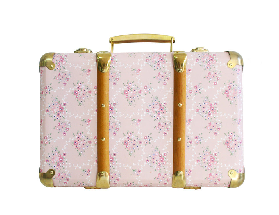 Mini Vintage Brief Case - Pink Floral Wreath - Twinkle Twinkle Little One