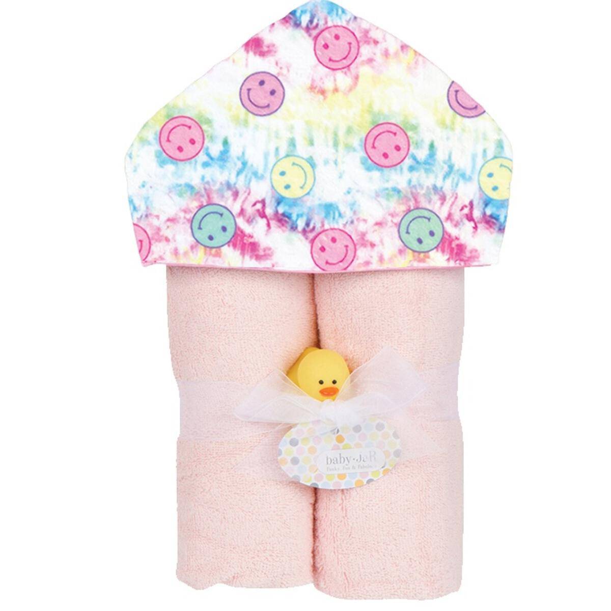 Pink Tie Dye Smiley Deluxe Hooded Towel - Twinkle Twinkle Little One