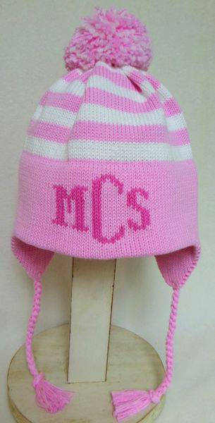 Stripe Earflap Monogram Pom Hat - Twinkle Twinkle Little One