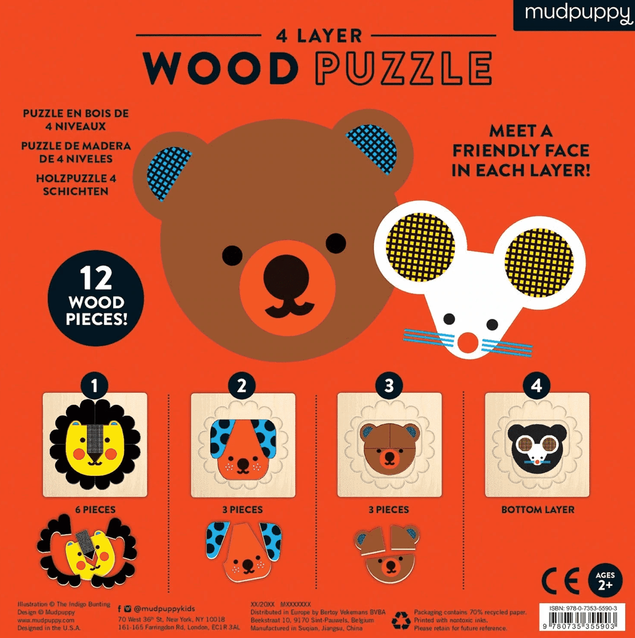 Animal Faces 4 Layer Wood Puzzle - Twinkle Twinkle Little One