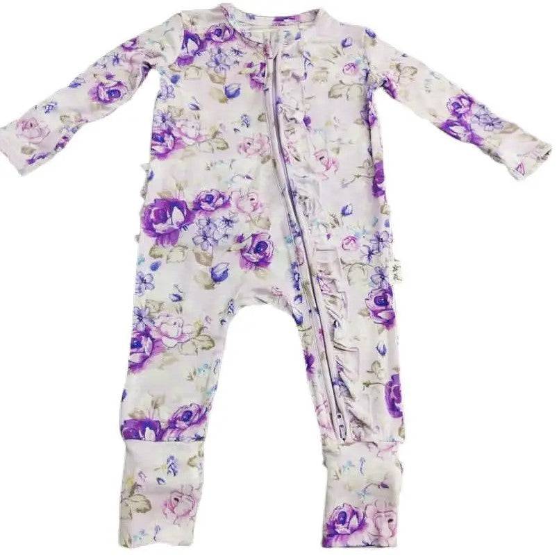 Emma Floral Ruffle Zippered Footie - Twinkle Twinkle Little One
