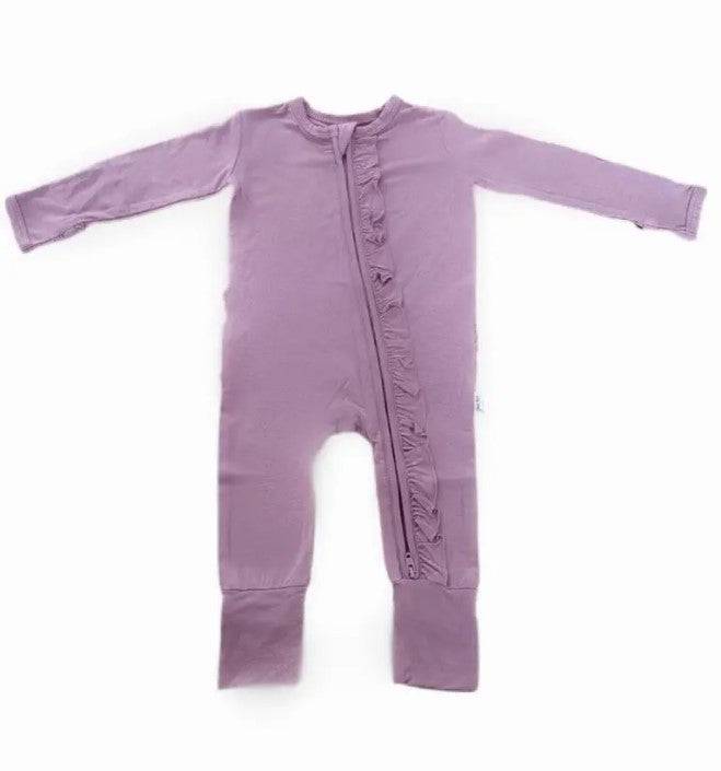 Dusty Rose Ruffle Zippered Footie - Twinkle Twinkle Little One