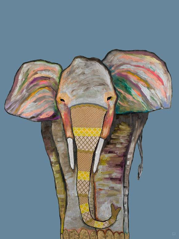 Trendy Trunk on Blue Canvas Reproduction