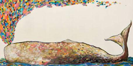 Whale Spray in Antique White Canvas Reproduction