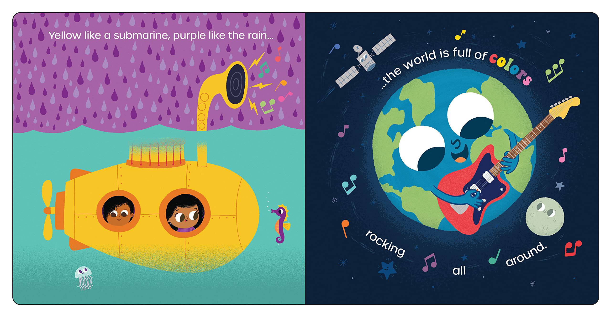 Yellow Like a Submarine, Purple Like the Rain: A Rocking Book of Colors Board Book - Twinkle Twinkle Little One