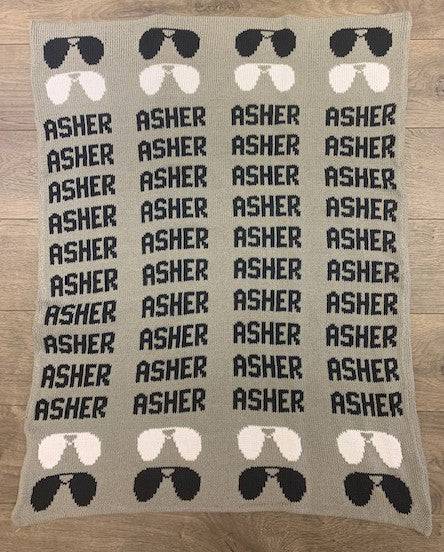 Repeating Name Aviator Double Cotton Knit Blanket - Twinkle Twinkle Little One