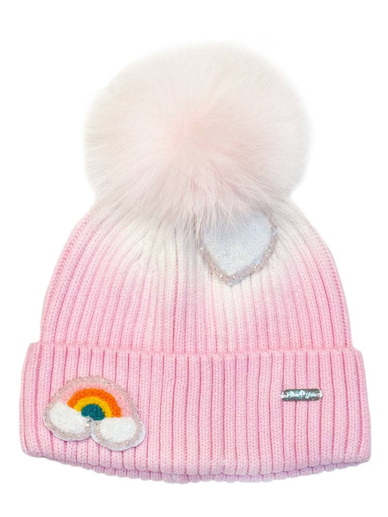 Patch Tie Dye Ombre Hat With Fur Pom - Twinkle Twinkle Little One