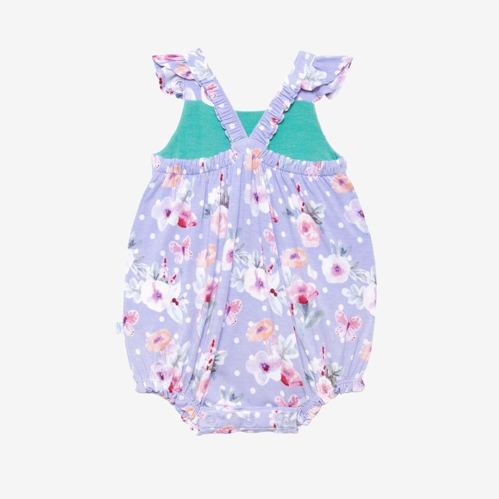 Samantha Basic Ruffled Capsleeve Bubble Romper