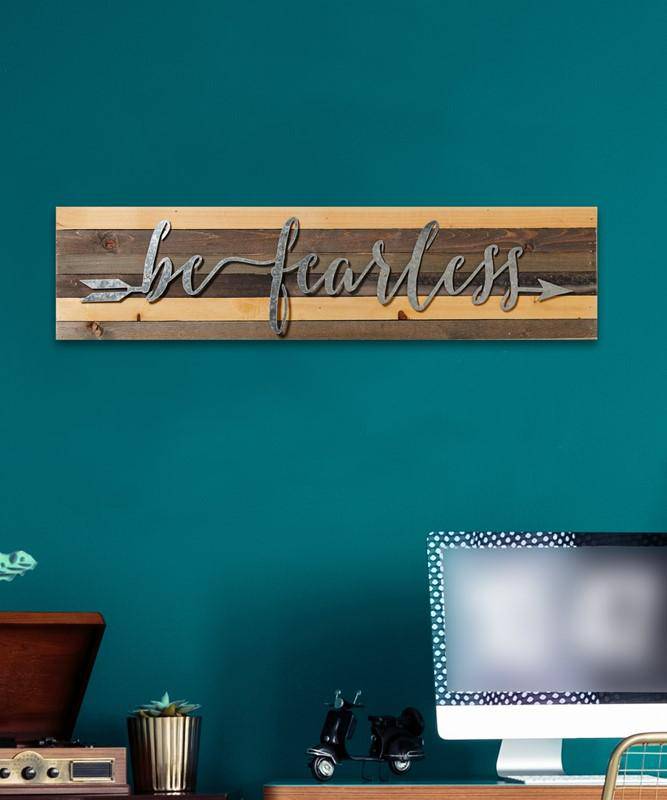 Be Fearless 32x8 Reclaimed Wood Wall Art