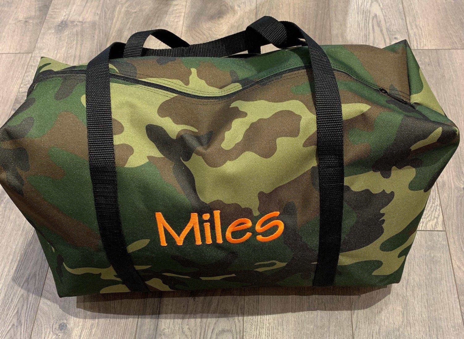 Personalized Camouflage with Black Straps Large Duffel Bag - Twinkle Twinkle Little One