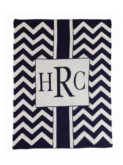 Chevron With Monogram Box Stroller Blanket - Twinkle Twinkle Little One