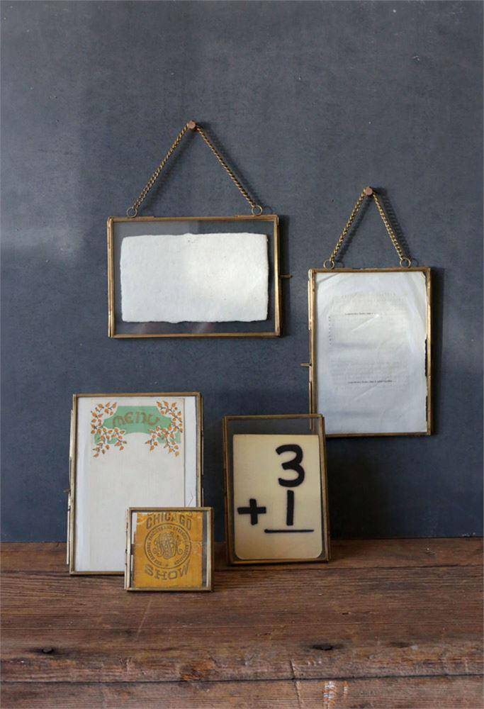 Brass & Glass Photo Frame w/ Chain