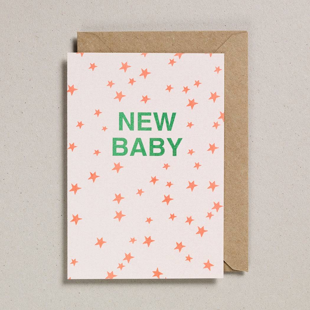 Green & Orange Star New Baby Card - Twinkle Twinkle Little One
