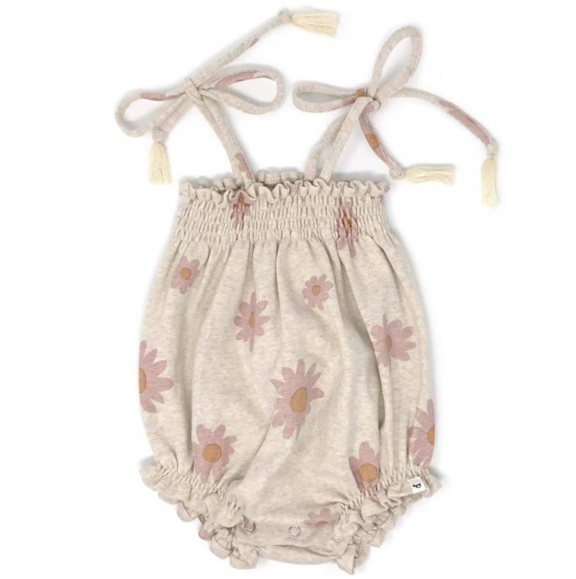 Blush Daisies Gidget Baby Rib Smocked Romper - Twinkle Twinkle Little One