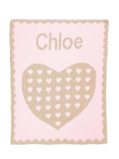 Metallic Heart on Heart Stroller Blanket - Twinkle Twinkle Little One