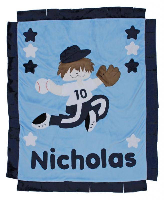 Home Run Boogie Baby Crib Blanket with Trim