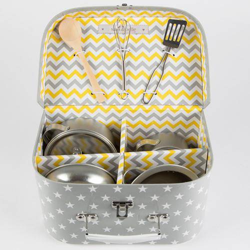Kids Kitchen Cooking Box Set Grey Stars