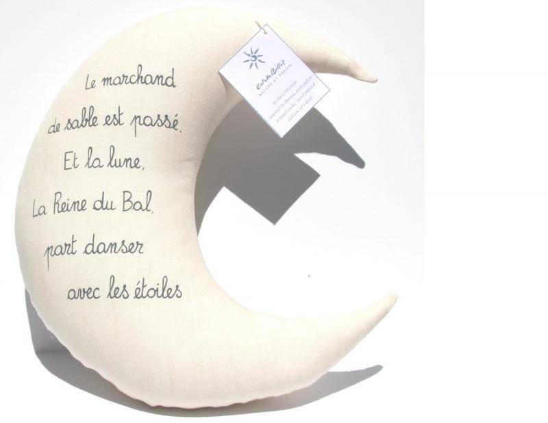 Large Linen Decorative White Moon Pillow