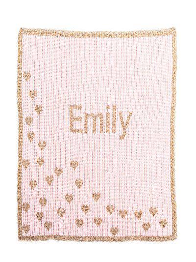 Metallic Sprinkled Hearts Stroller Blanket - Twinkle Twinkle Little One