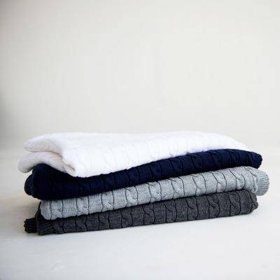 Monogram Cable Knit Stroller Blanket