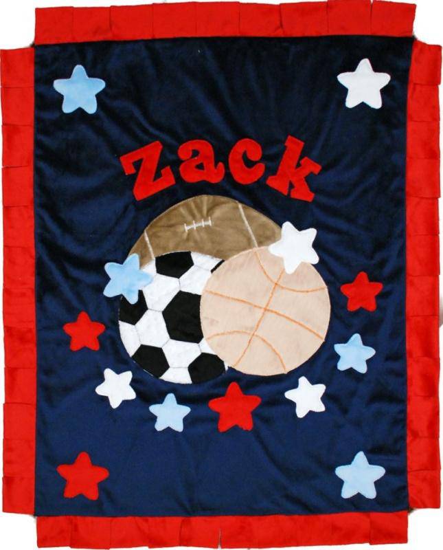 Multi Sport Boogie Baby Crib Blanket with Trim