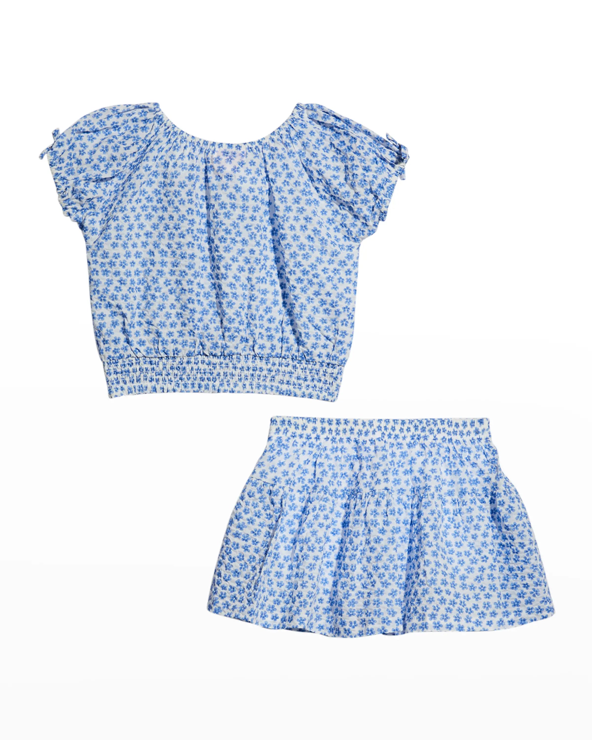 Ditsy Blue Floral Cotton Skirt Set - Twinkle Twinkle Little One