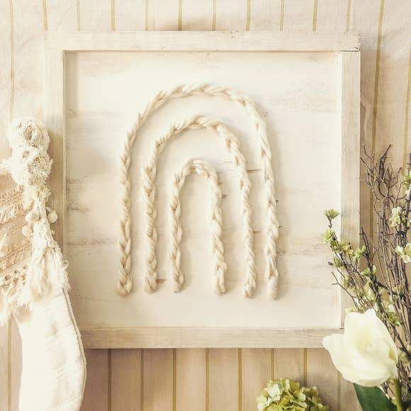 Monochrome Rainbow Embroidery Wooden Sign - Twinkle Twinkle Little One