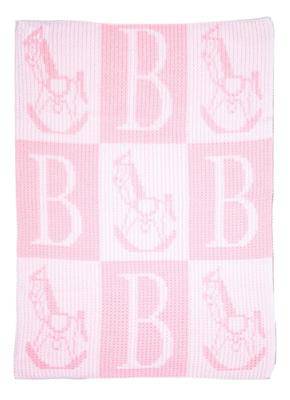 Rocking Horse & Initial Stroller Blanket Turquoise - Twinkle Twinkle Little One