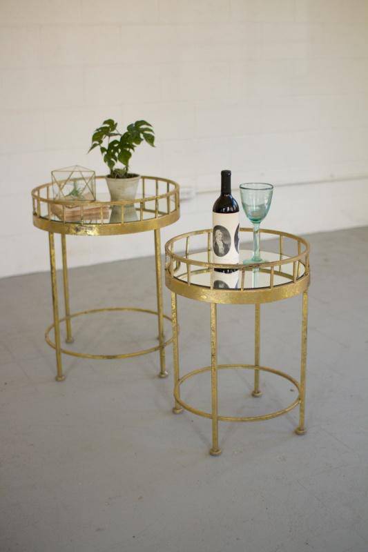 Round Mirrored Gold Table