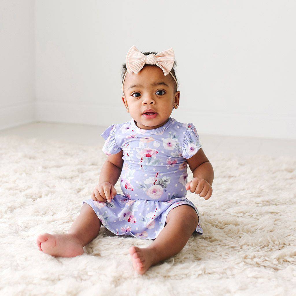 Samantha Ruffled Capsleeve Basic Twirl Skirt Bodysuit