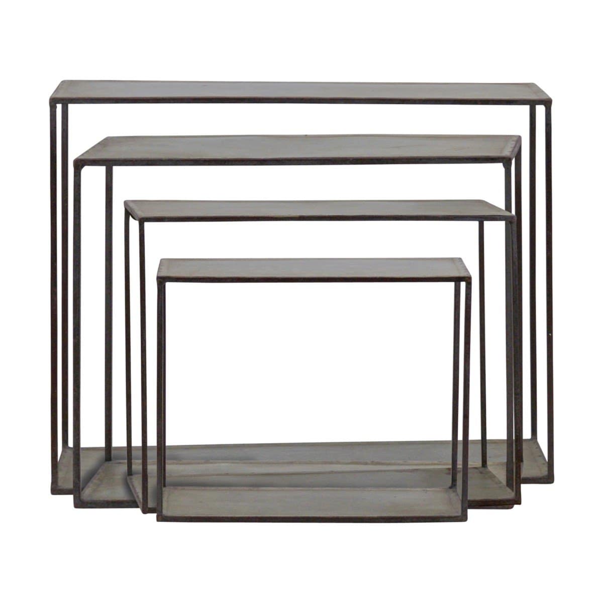 Set of 4 Metal Shelves Zinc Finish