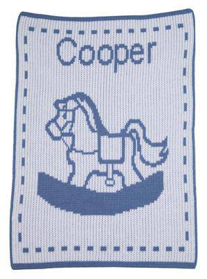 Single Rocking Horse & Name Stroller Blanket