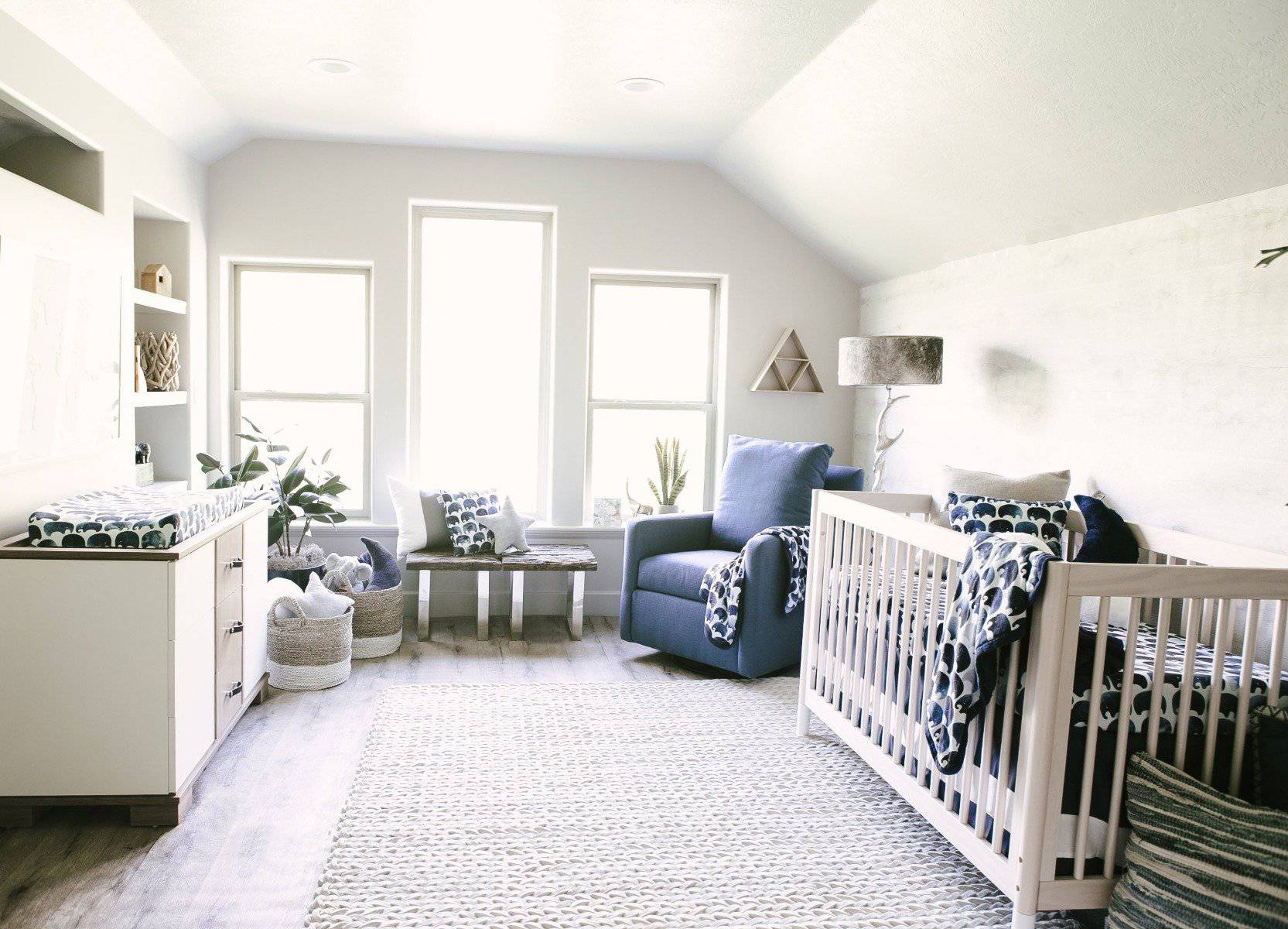 Solid Band Crib Skirt in Indigo - Twinkle Twinkle Little One