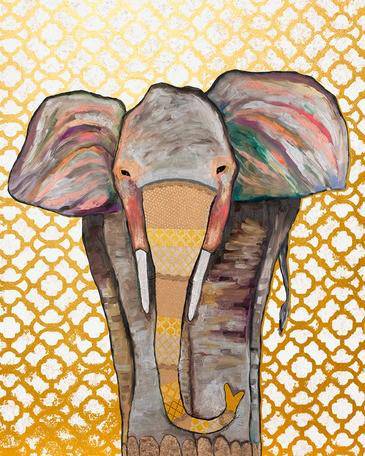 Trendy Trunk on Patterned Gold - Metallic