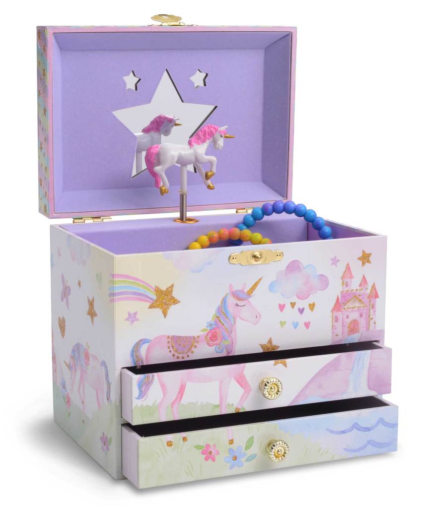 Party Unicorn Musical Jewelry Box w/ 2 Pullout Drawers - Twinkle Twinkle Little One