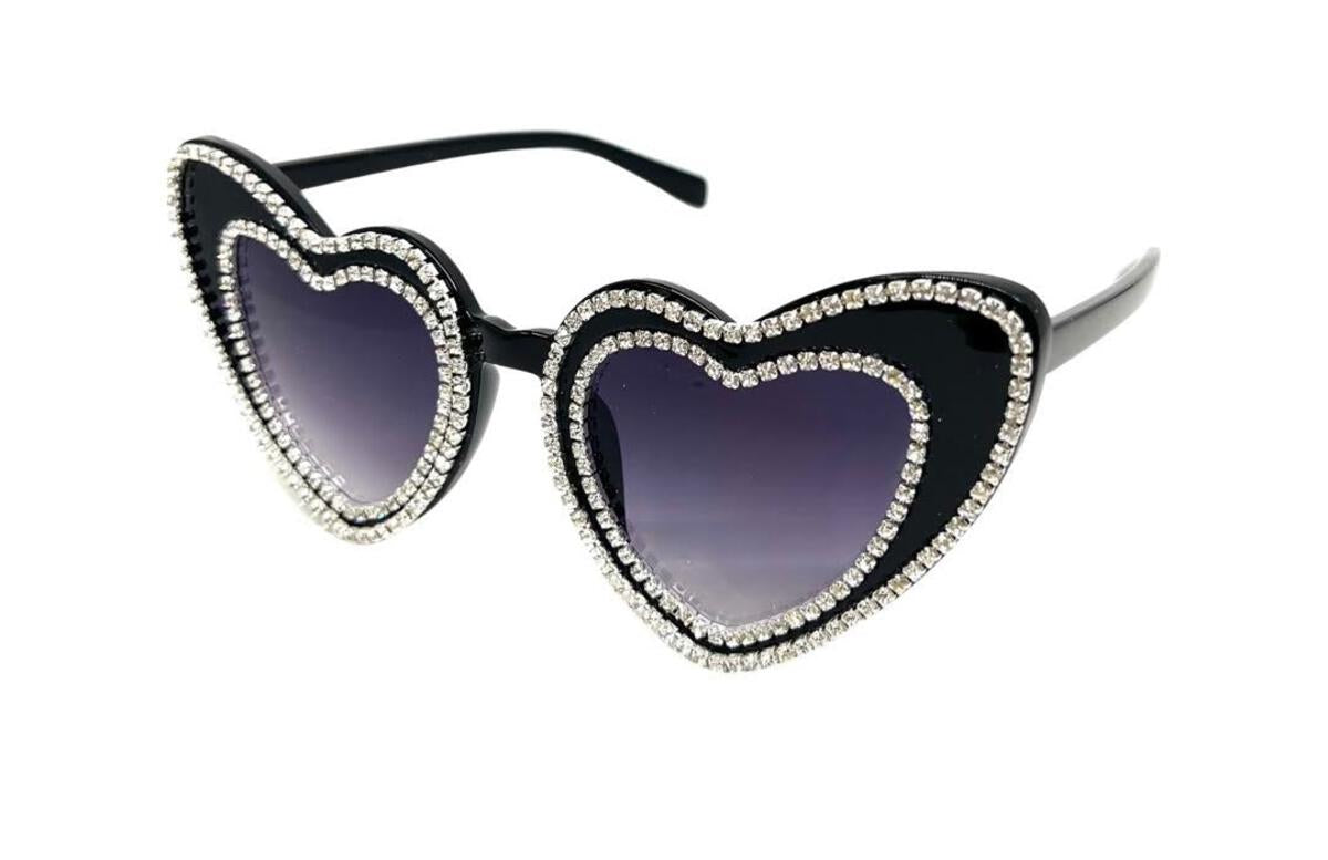 Babyhug Heart Shaped Sunglasses with Diamond Embellishment - Black main image 1