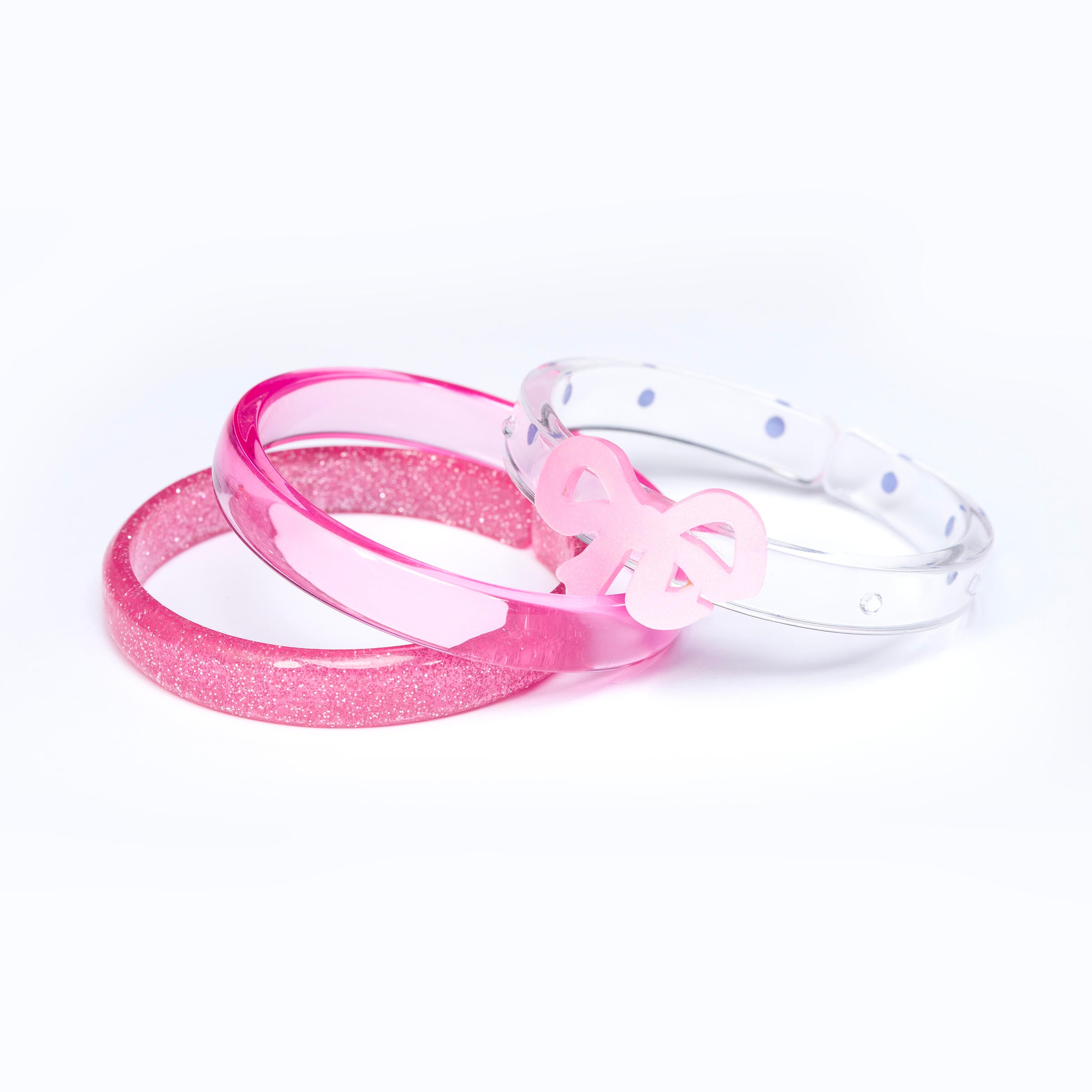 Bow Fancy Satin Pink  Bangles (Set of 3)