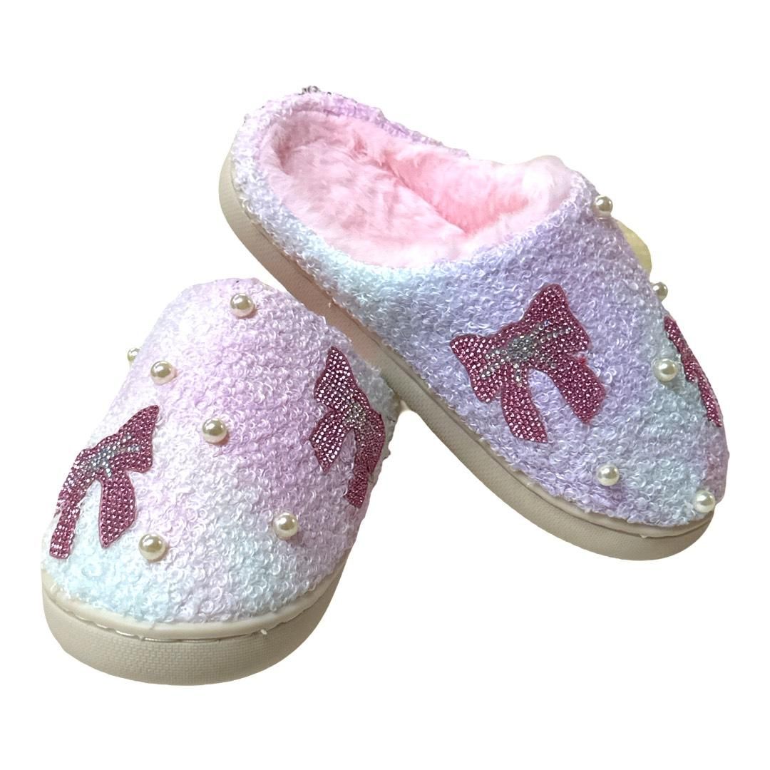 Girl's Crystal Bow & Pearl Slippers