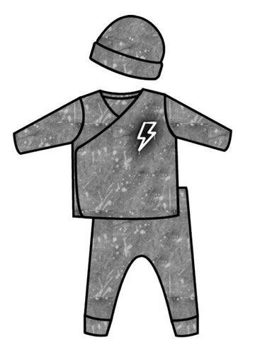 Newborn Grey Bolt Burn Out Take Home Set - Twinkle Twinkle Little One